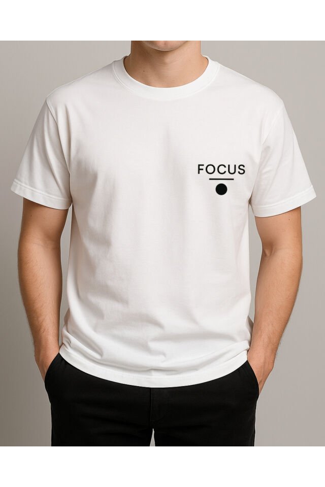 Tişört Unisex (Focus) Erkek Beyaz - XL