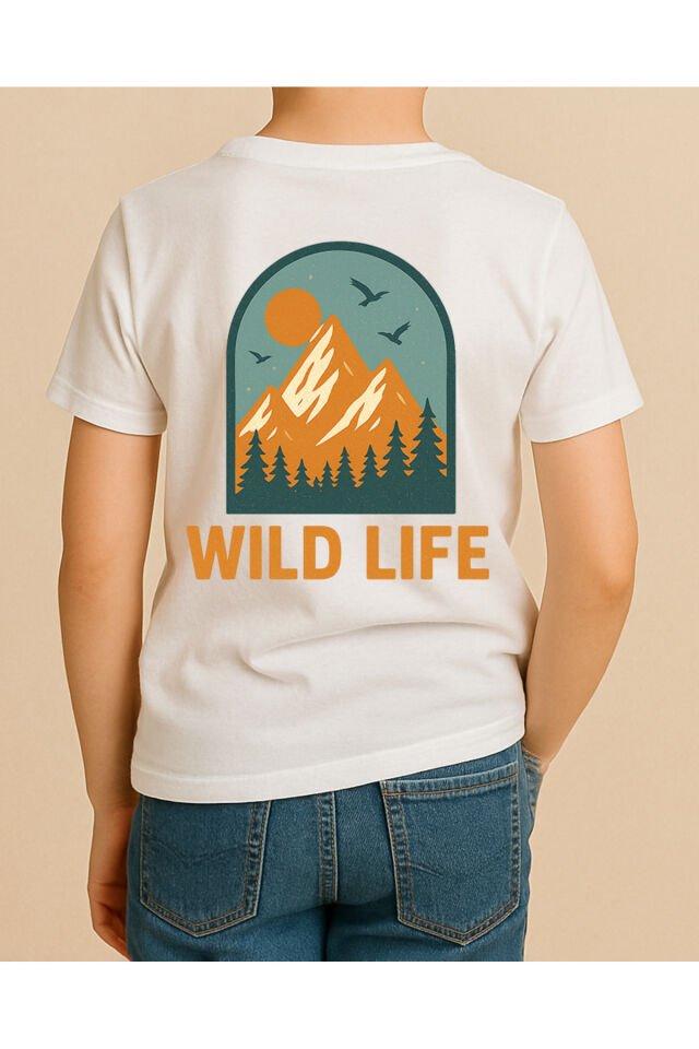 Tişört Unisex Çocuk (Wild Life) Erkek Beyaz - 4-5 Yaş