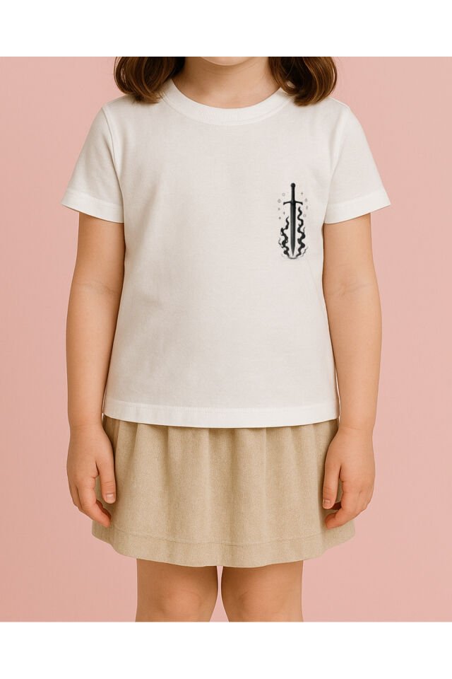 Tişört Unisex Çocuk (Kılıç) Kiz Beyaz - 10-11 Yaş