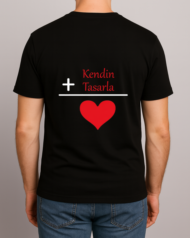Kendin Tasarla Tişört Erkek-Sevgililer Günü Si̇yah - S