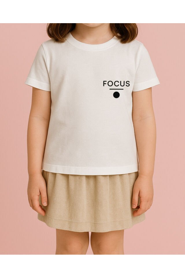 Tişört Unisex Çocuk (Focus) Kiz Beyaz - 10-11 Yaş