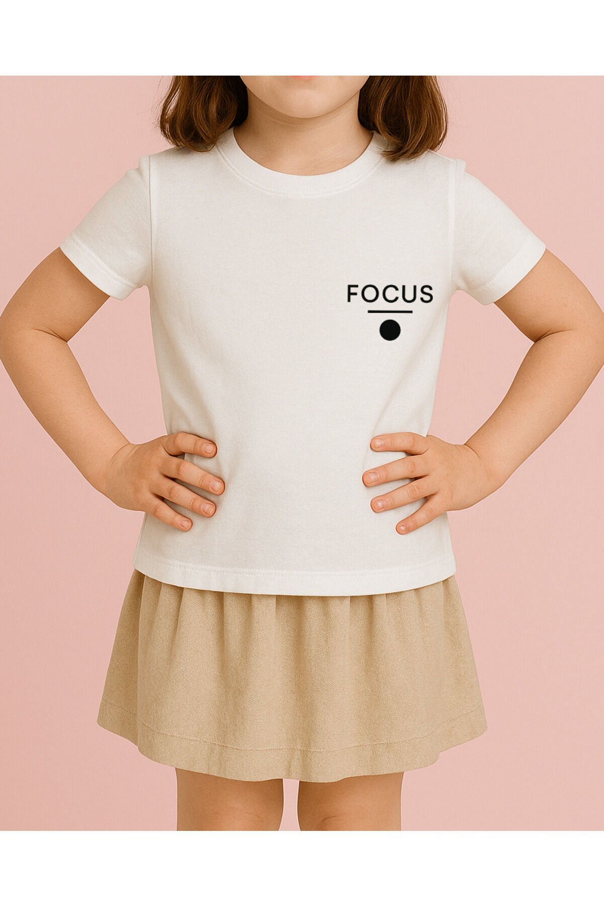 Tişört Unisex Çocuk (Focus) Kiz Beyaz - 10-11 Yaş