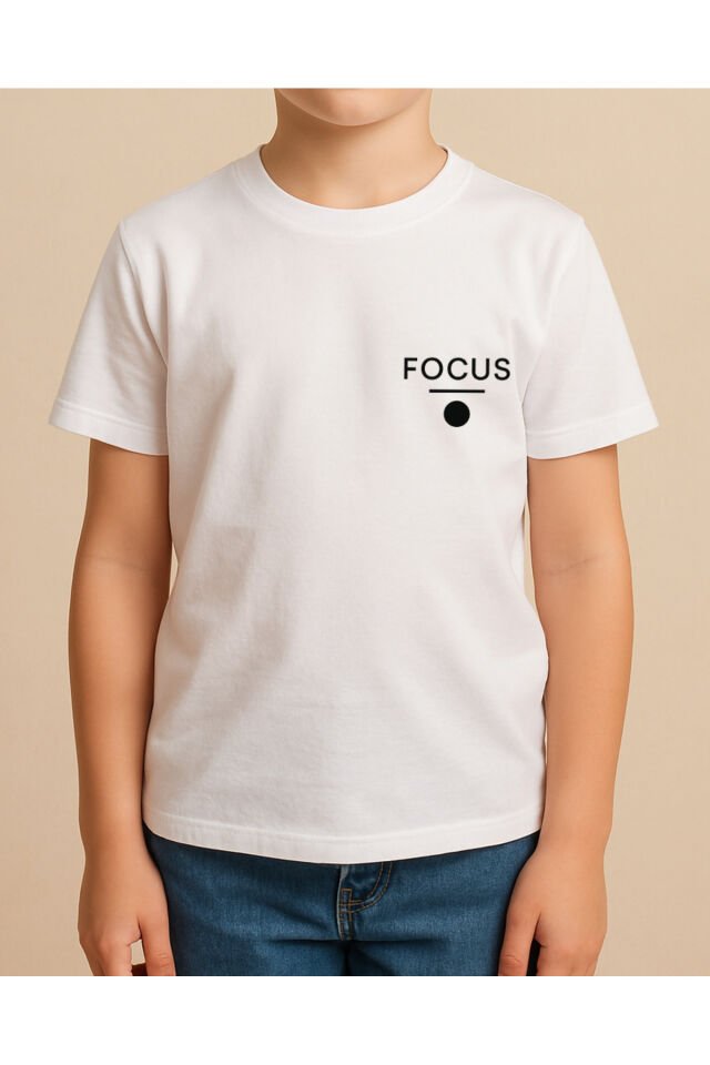 Tişört Unisex Çocuk (Focus) Erkek Beyaz - 4-5 Yaş