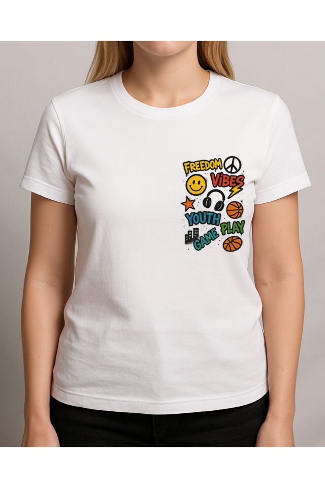 Tişört Unisex (Freedom) Kadin Beyaz - 2XL