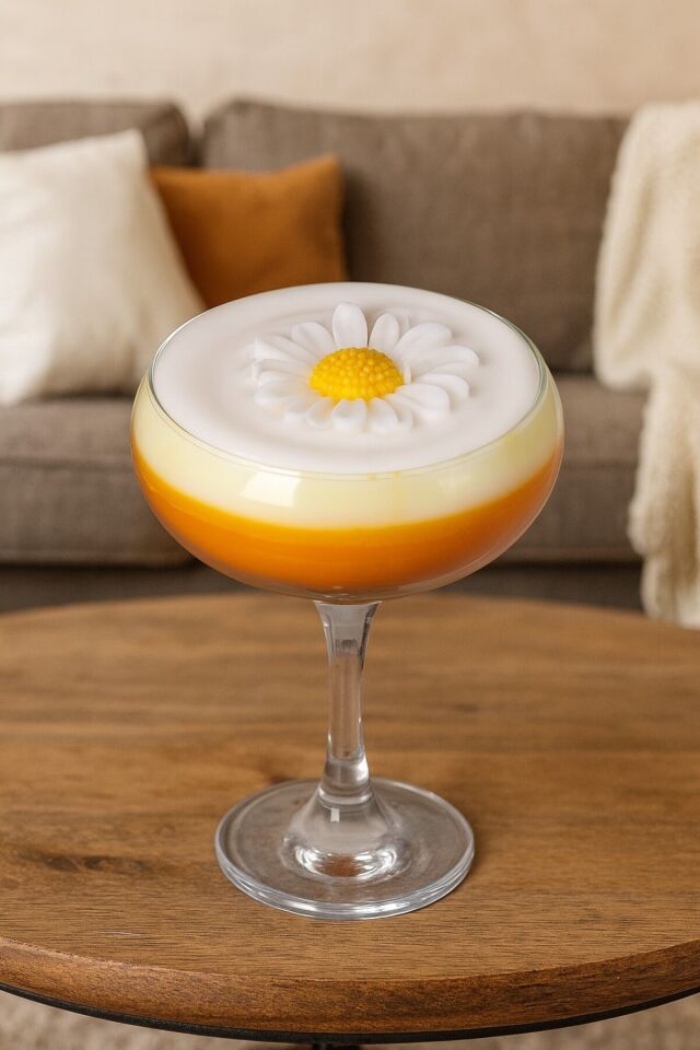 Papatyalı Mum Martini Bardağında