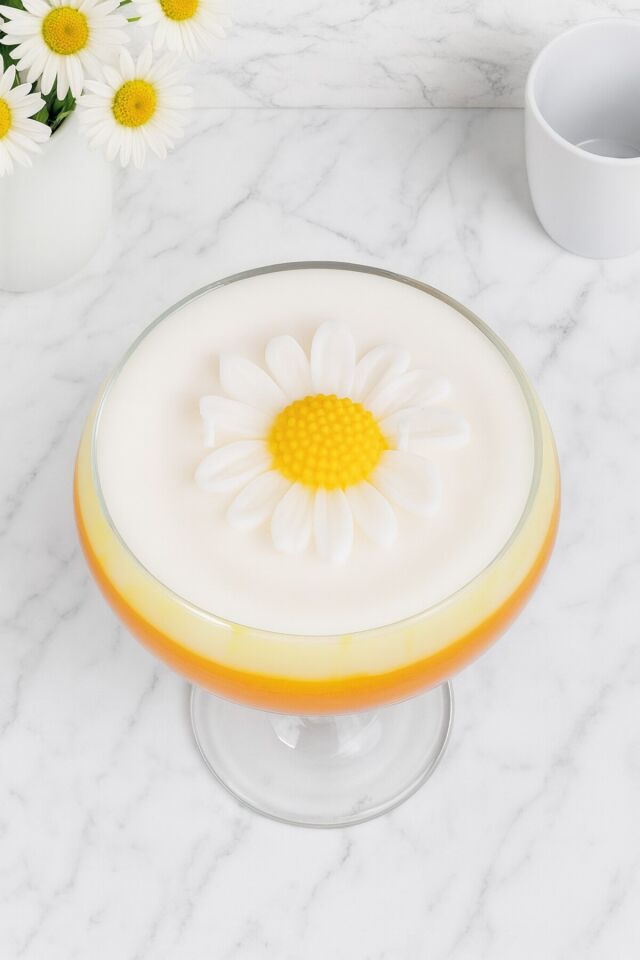 Papatyalı Mum Martini Bardağında