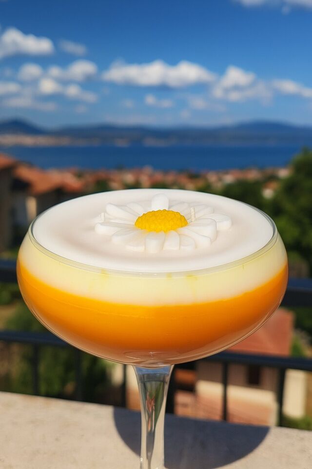 Papatyalı Mum Martini Bardağında