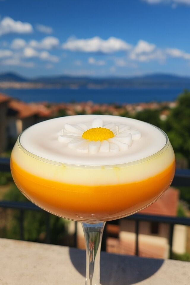 Papatyalı Mum Martini Bardağında