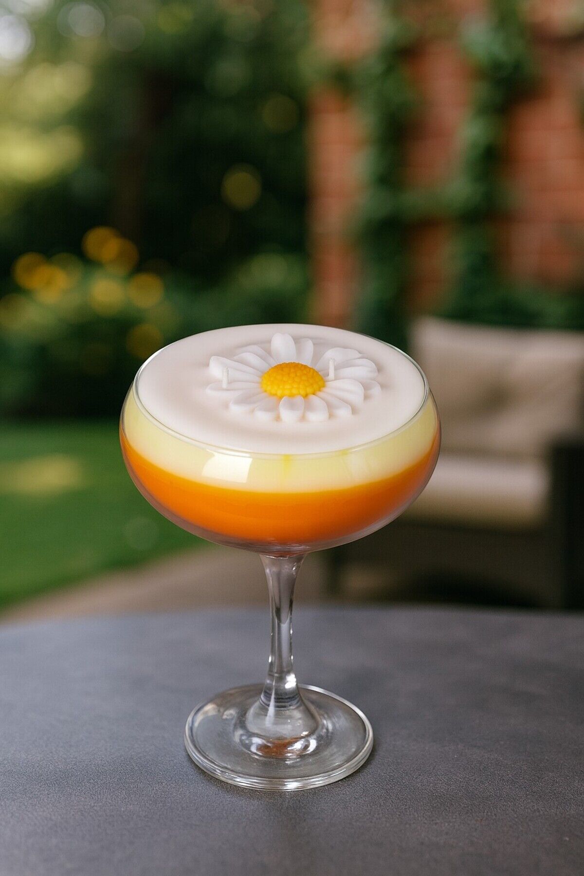 Papatyalı Mum Martini Bardağında