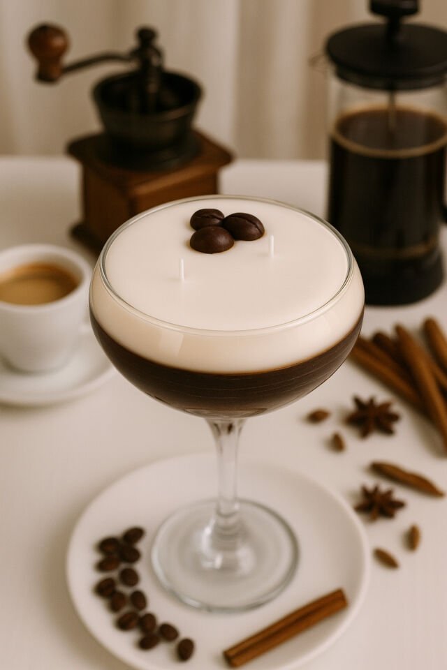 Kahveli Mum Martini Bardağında