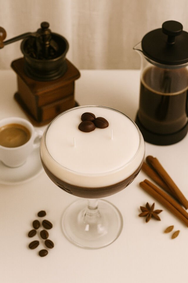 Kahveli Mum Martini Bardağında