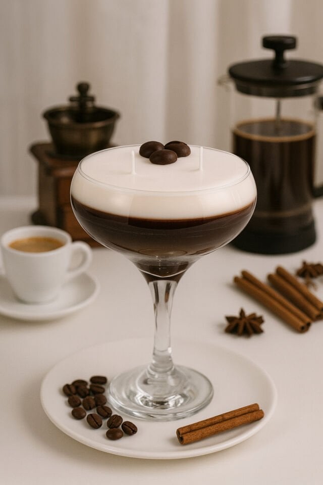 Kahveli Mum Martini Bardağında