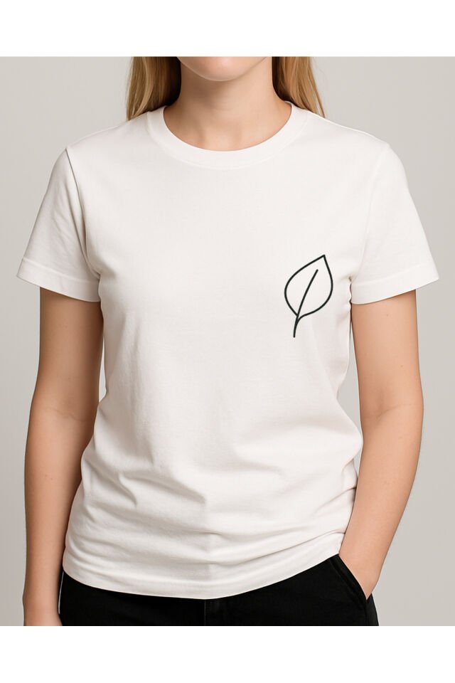 Tişört Unisex (Yaprak) Kadin Beyaz - XL