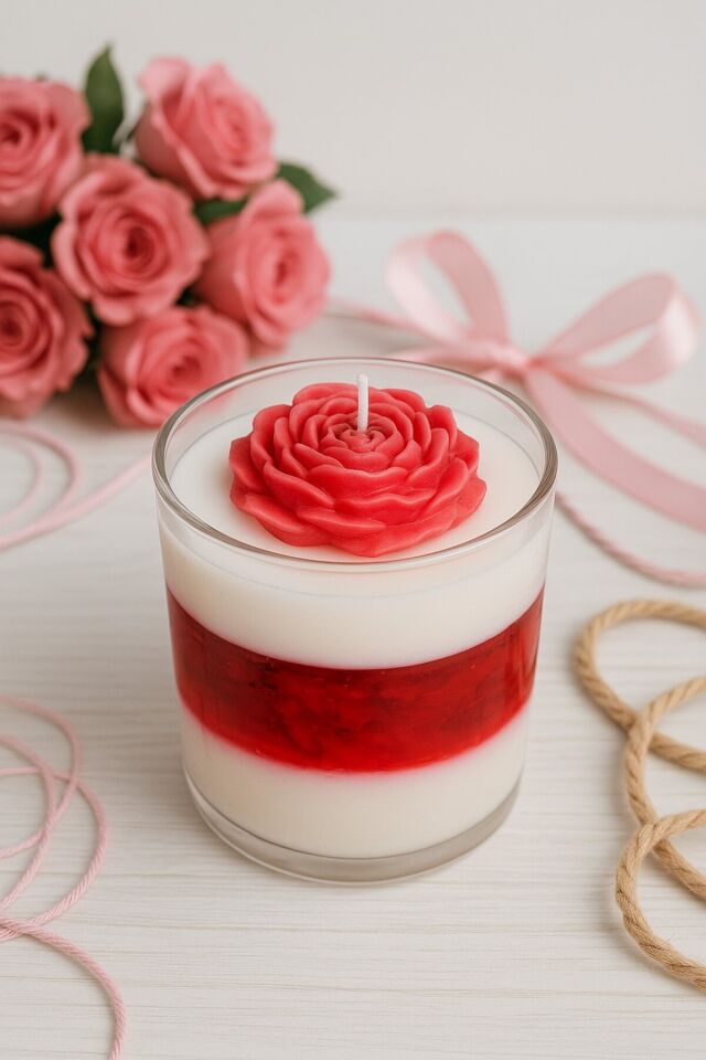 Gül Görünümlü Kokulu Mum