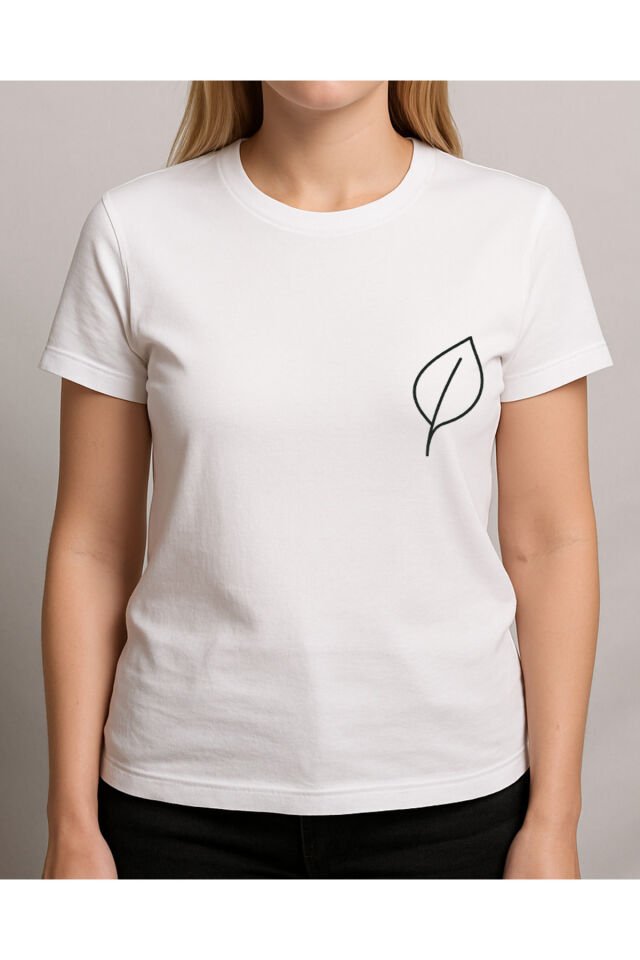 Tişört Unisex (Yaprak) Kadin Beyaz - S