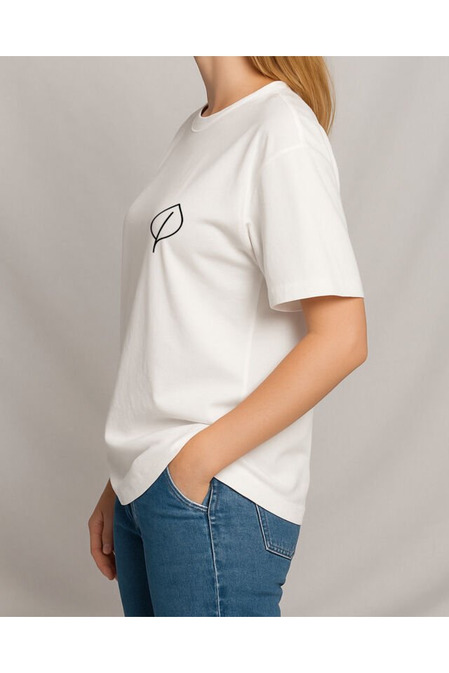 Tişört Unisex (Yaprak) Kadin Beyaz - S