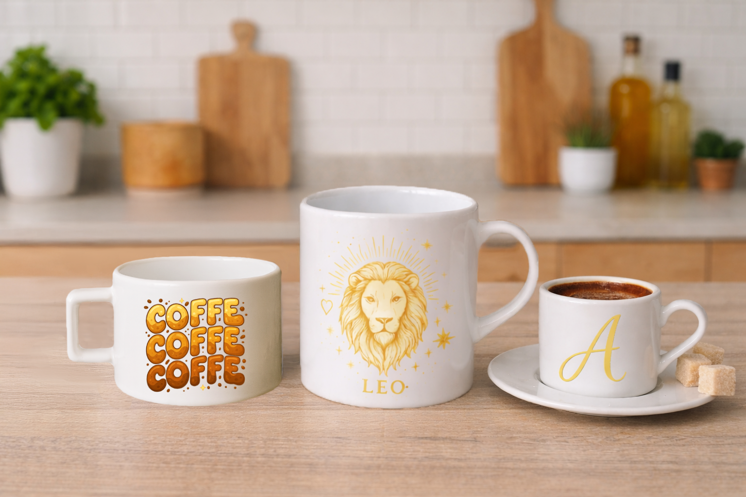 Üçlü Baskılı Kupa Seti