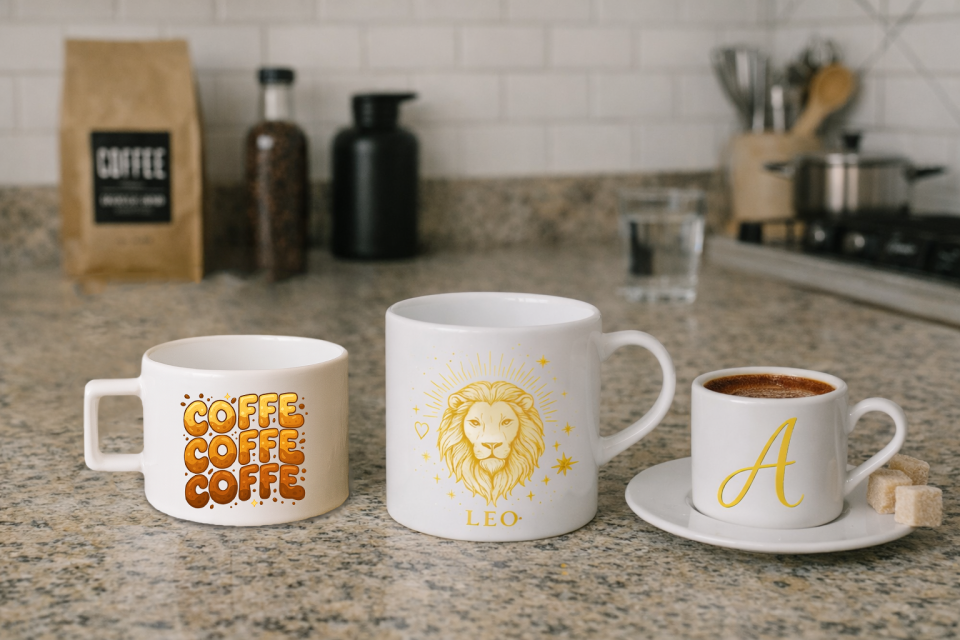 Üçlü Baskılı Kupa Seti