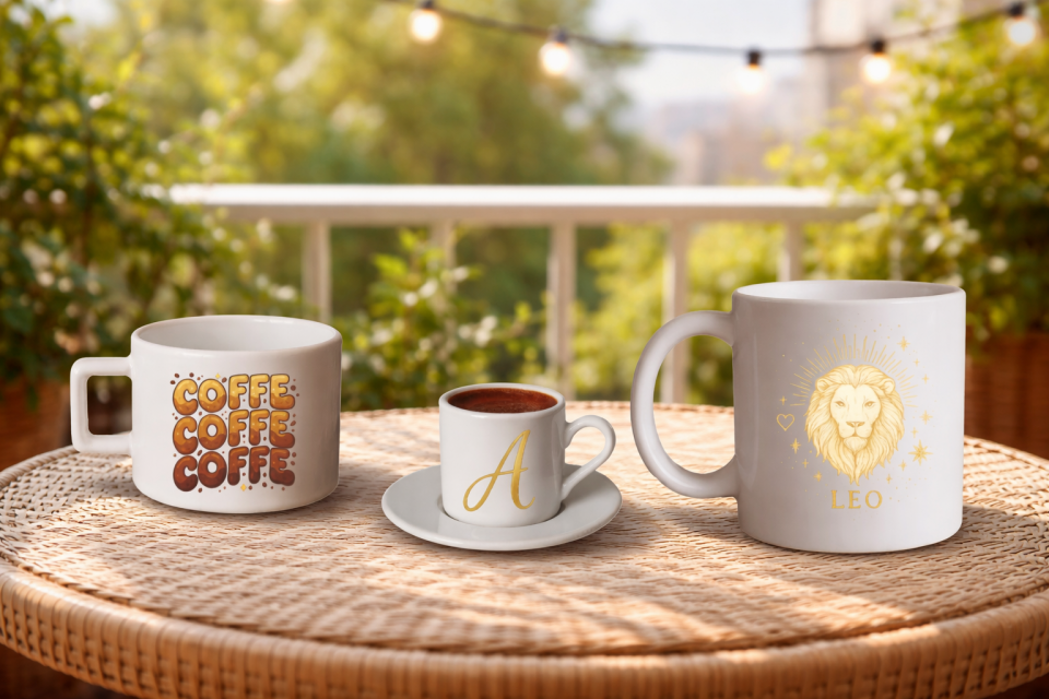 Üçlü Baskılı Kupa Seti