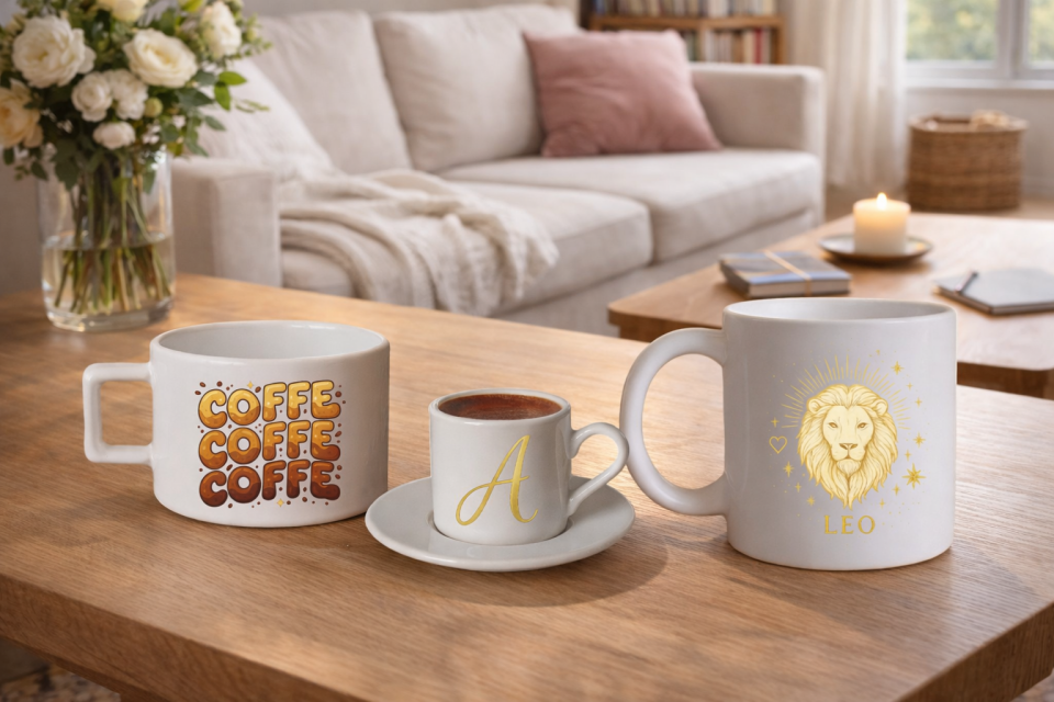 Üçlü Baskılı Kupa Seti