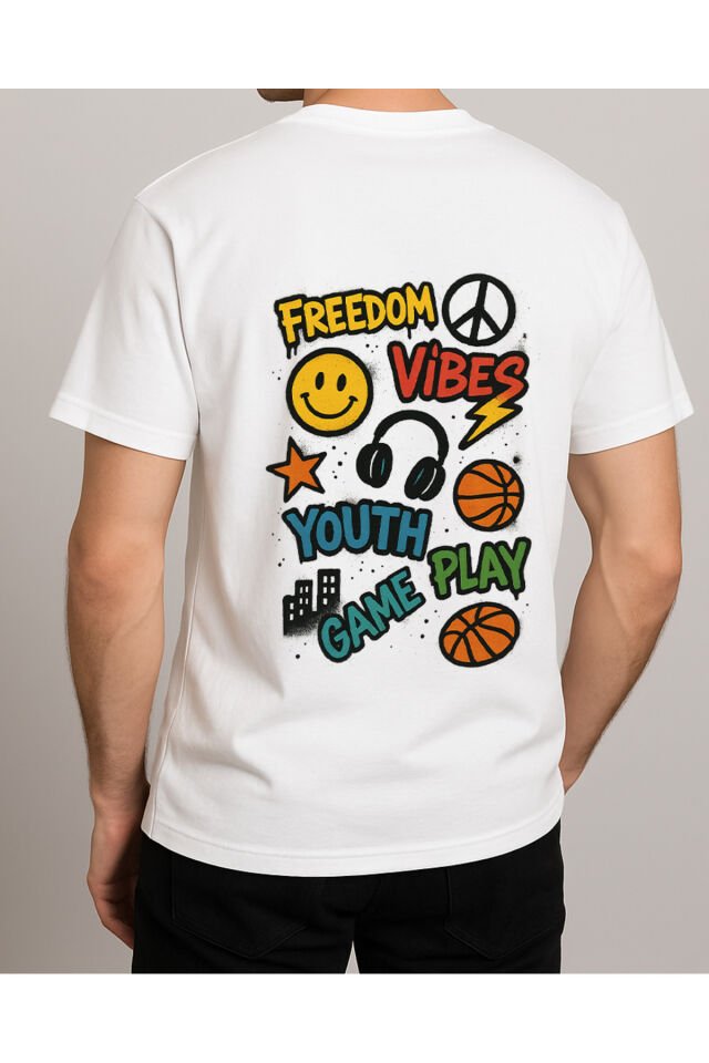 Tişört Unisex (Freedom) Erkek Beyaz - 2XL