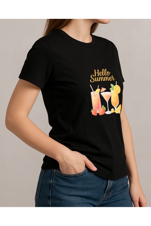 Tişört Unisex (Kokteyl) Kadin Si̇yah - M