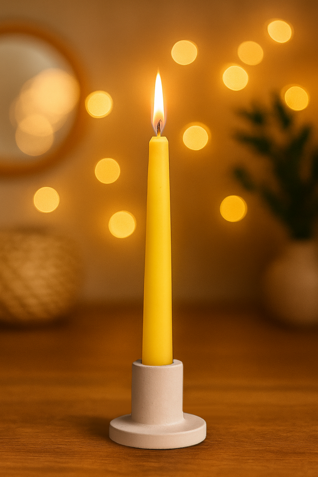 Şamdanlı Renkli Mum Sarı