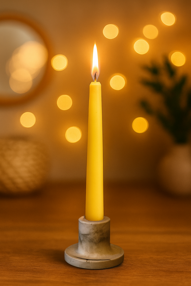 Şamdanlı Renkli Mum Sarı