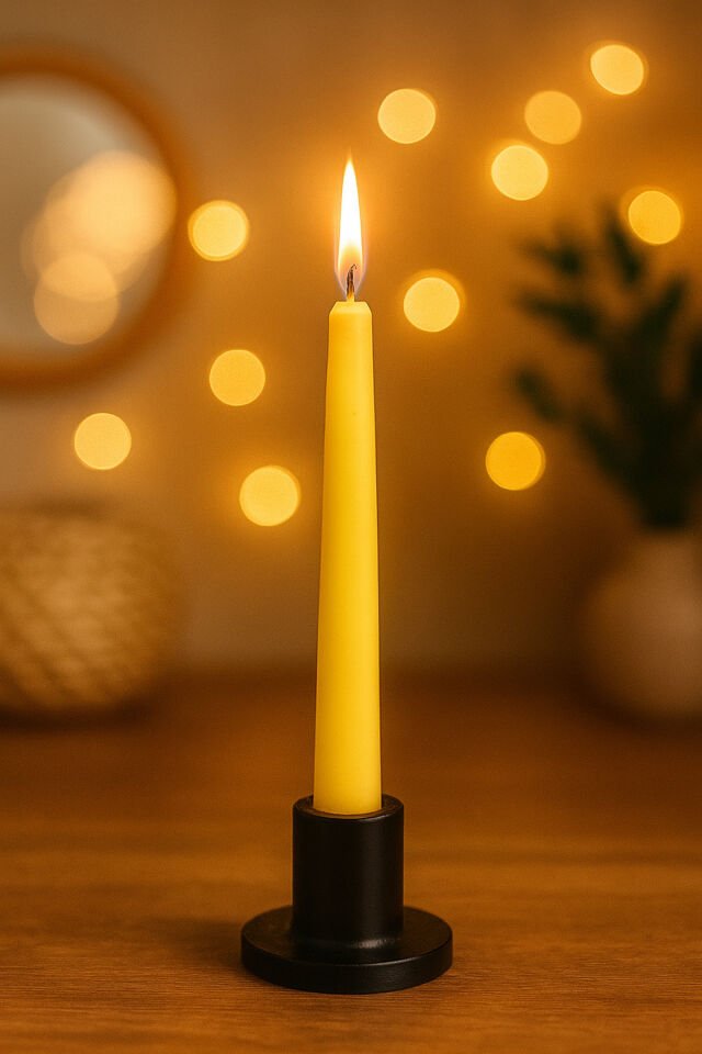 Şamdanlı Renkli Mum Sarı