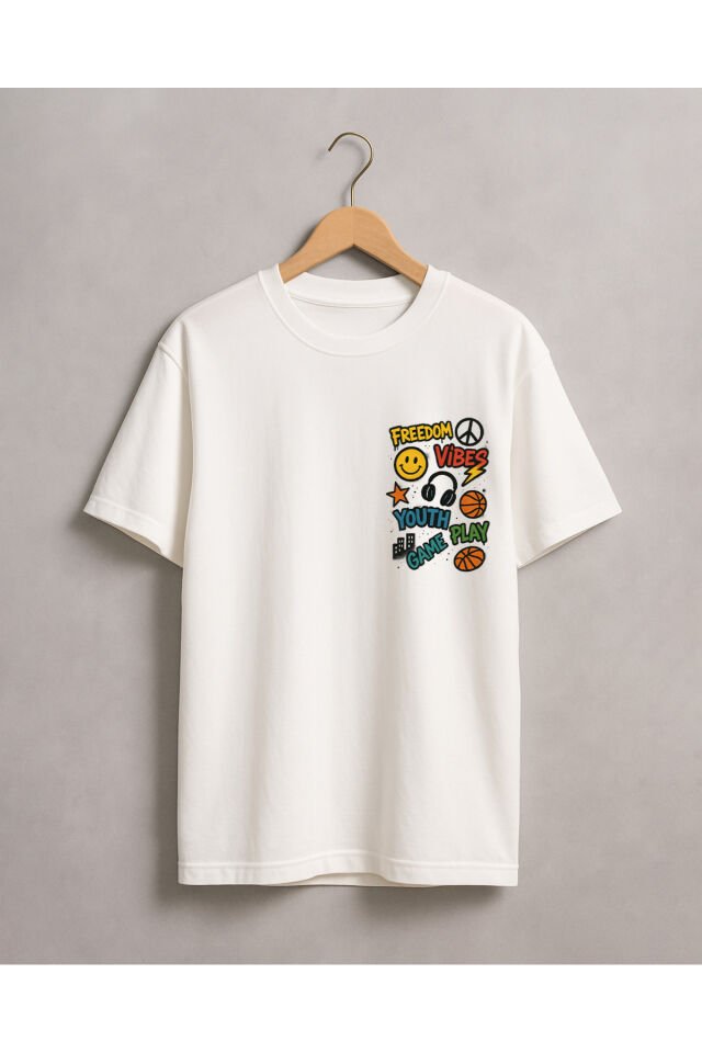 Tişört Unisex (Freedom) Erkek Beyaz - L
