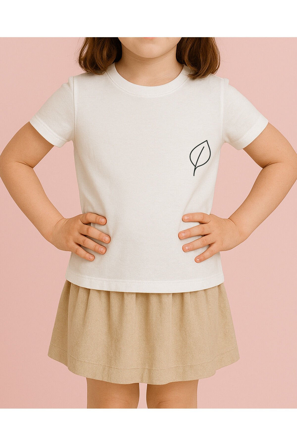 Tişört Unisex Çocuk (Yaprak) Kiz Beyaz - 4-5 Yaş