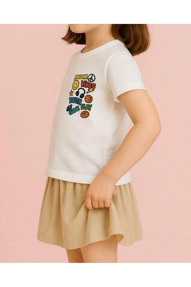 Tişört Unisex Çocuk (Freedom) Kiz Beyaz - 10-11 Yaş