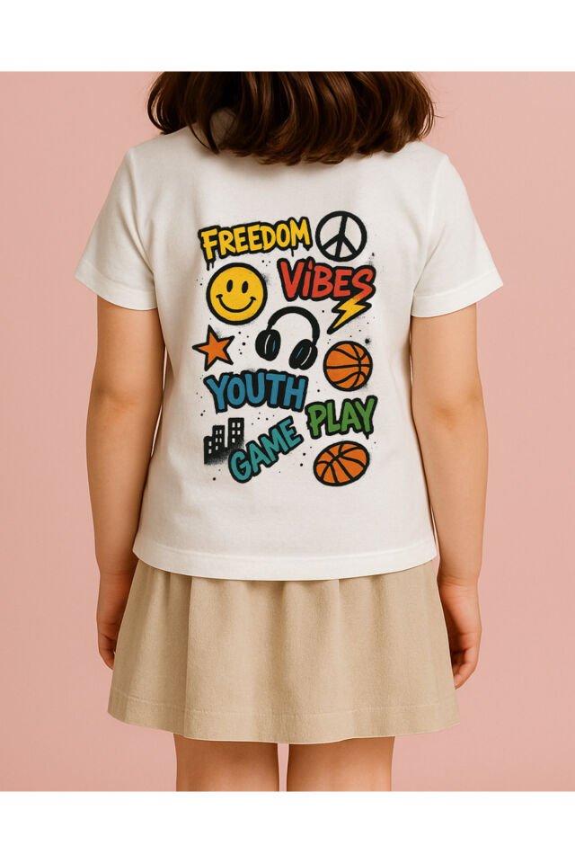 Tişört Unisex Çocuk (Freedom) Kiz Beyaz - 10-11 Yaş