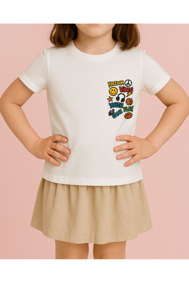 Tişört Unisex Çocuk (Freedom) Kiz Beyaz - 10-11 Yaş
