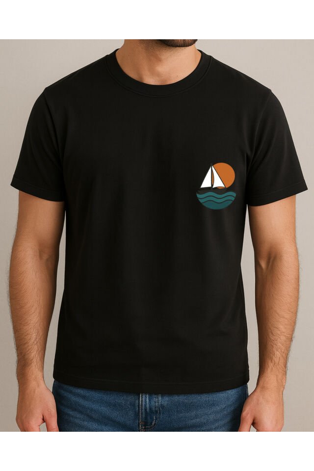 Tişört Unisex (Yelkenli) Erkek Si̇yah - S