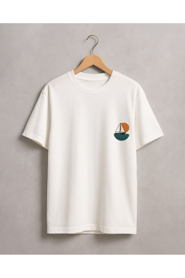 Tişört Unisex (Yelkenli) Erkek Beyaz - M
