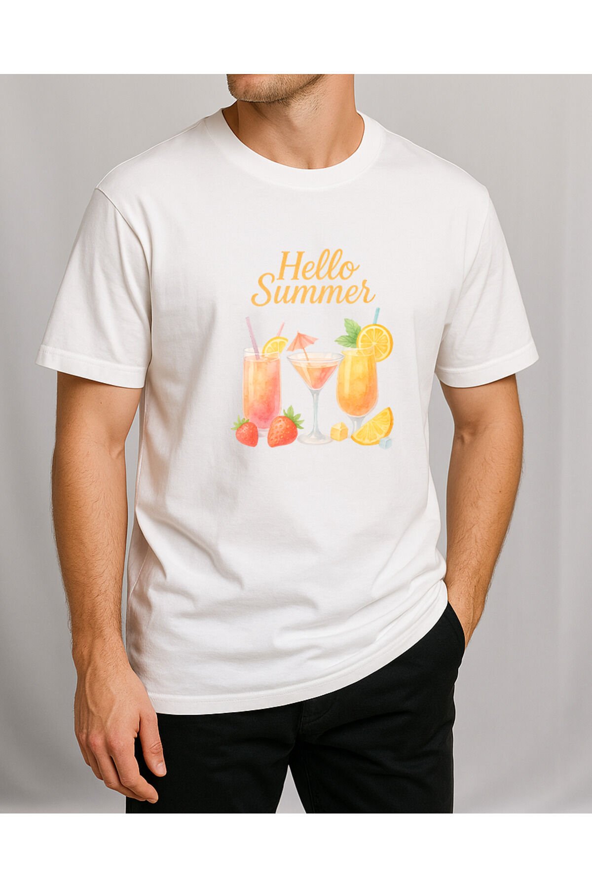 Tişört Unisex (Kokteyl) Erkek Beyaz - 2XL