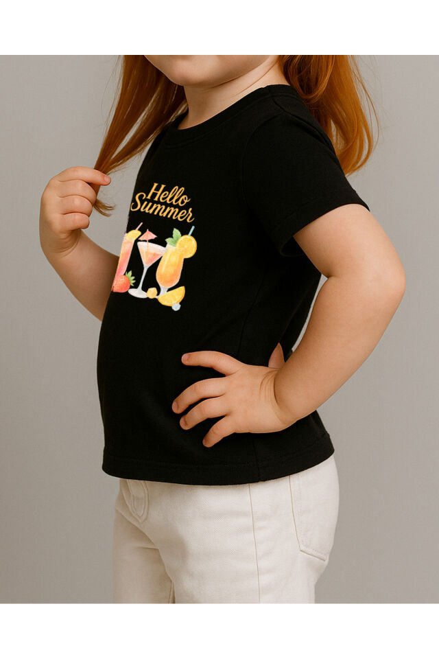 Tişört Unisex Çocuk (Kokteyl) Kiz Si̇yah - 4-5 Yaş