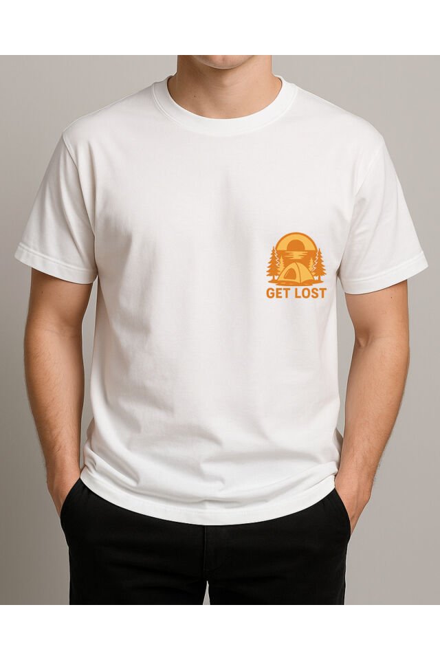 Tişört Unisex (Get Lost) Erkek Beyaz - S