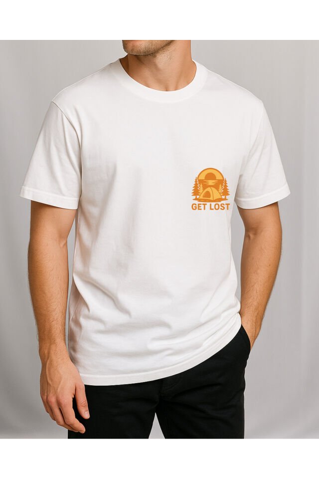 Tişört Unisex (Get Lost) Erkek Beyaz - XL