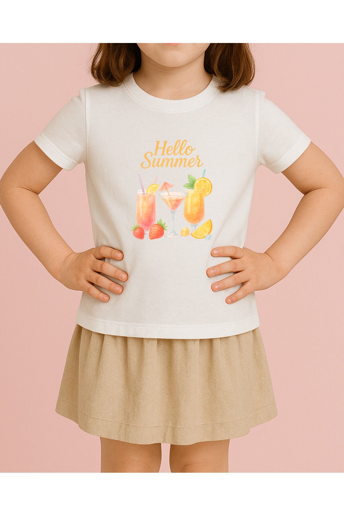 Tişört Unisex Çocuk (Kokteyl) Kiz Beyaz - 4-5 Yaş
