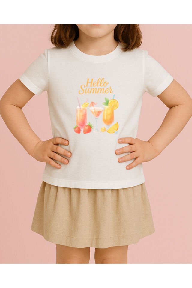 Tişört Unisex Çocuk (Kokteyl) Kiz Beyaz - 10-11 Yaş
