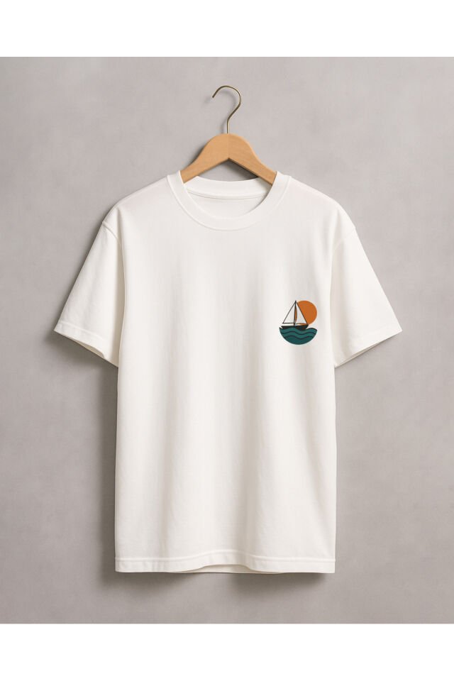 Tişört Unisex (Yelkenli) Kadin Beyaz - S