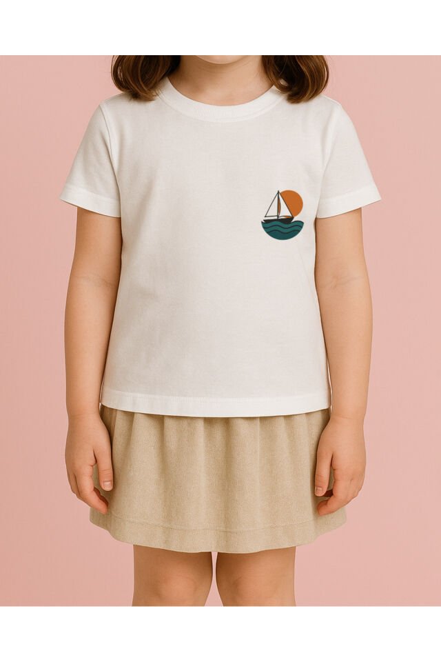 Tişört Unisex Çocuk (Yelkeni) Kiz Beyaz - 4-5 Yaş