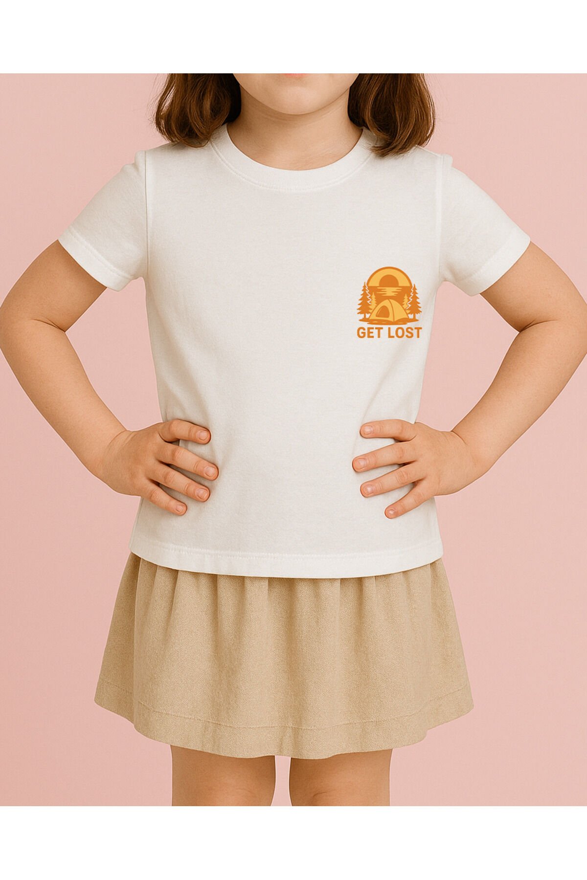 Tişört Unisex Çocuk (Get Lost) Kiz Beyaz - 4-5 Yaş