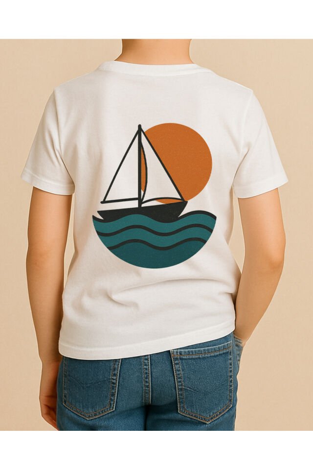 Tişört Unisex Çocuk (Yelkeni) Erkek Beyaz - 4-5 Yaş