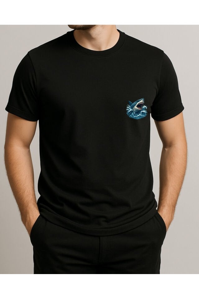Tişört Unisex (Köpek Balığı) Erkek Si̇yah - L