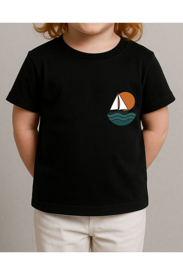 Tişört Unisex Çocuk (Yelkeni) Kiz Si̇yah - 4-5 Yaş