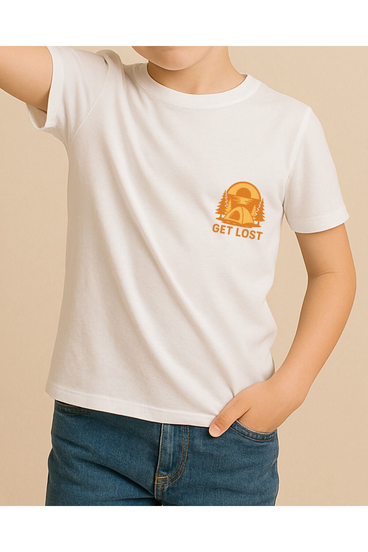 Tişört Unisex Çocuk (Get Lost) Erkek Beyaz - 4-5 Yaş