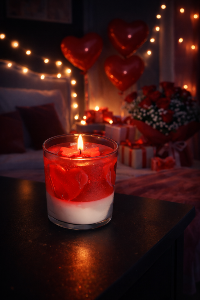 Sevgililer Günü Tasarımlı Kokulu Mum